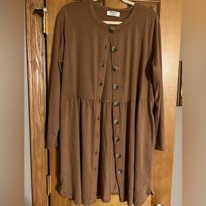 NEW Zenana Babydoll Cardigan Sweater Size 1X XL Camel Brown Tan